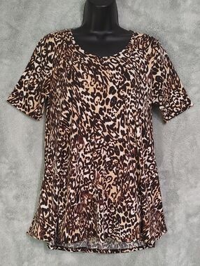 LuLaRoe Leopard Print Short Sleeve Tunic - Brown/Black